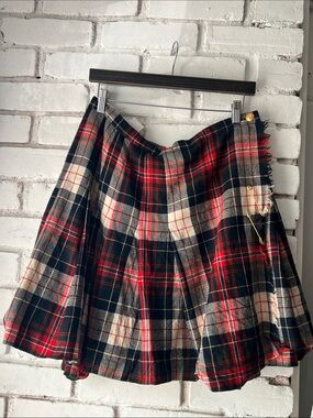 Mondi Red and Black Plaid Circle Skirt pleated fall skirt